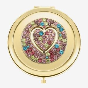 207. Gold Compact with Multicolor Gem Heart